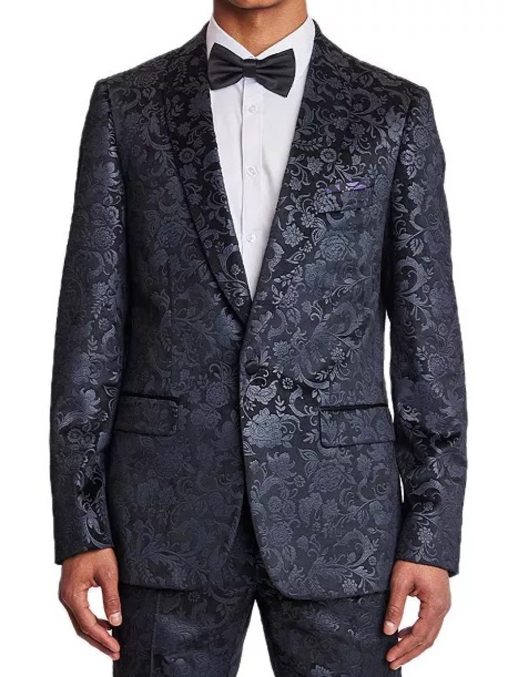 Paisley & Gray Black Floral Jacquard Tuxedo Jacket